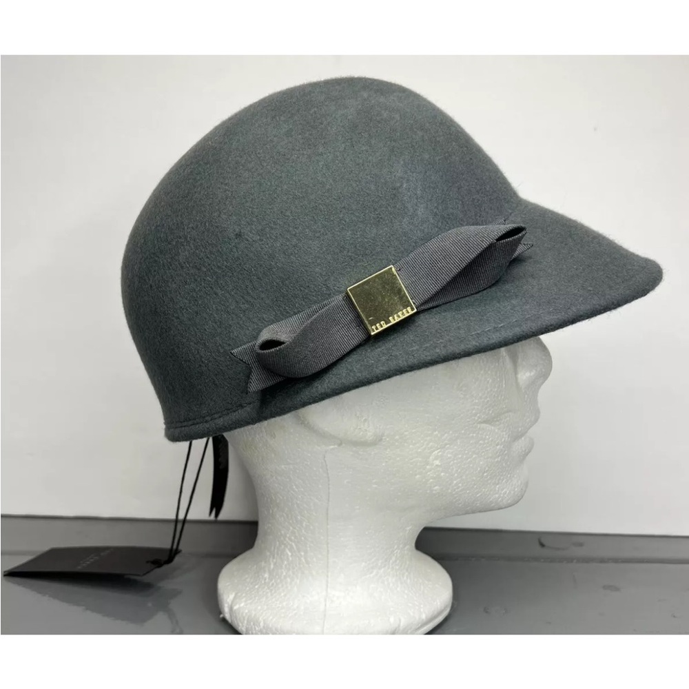 Ted Baker London Womens Feona Bow Detail Wool Felt Cap One Size Grey New W/Tag